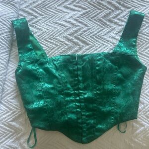 Princess Polly Jade Green Patterned Corset